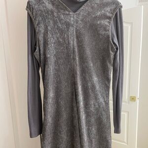 Tea Maxi velour asymmetrical dress and ribbed turtleneck